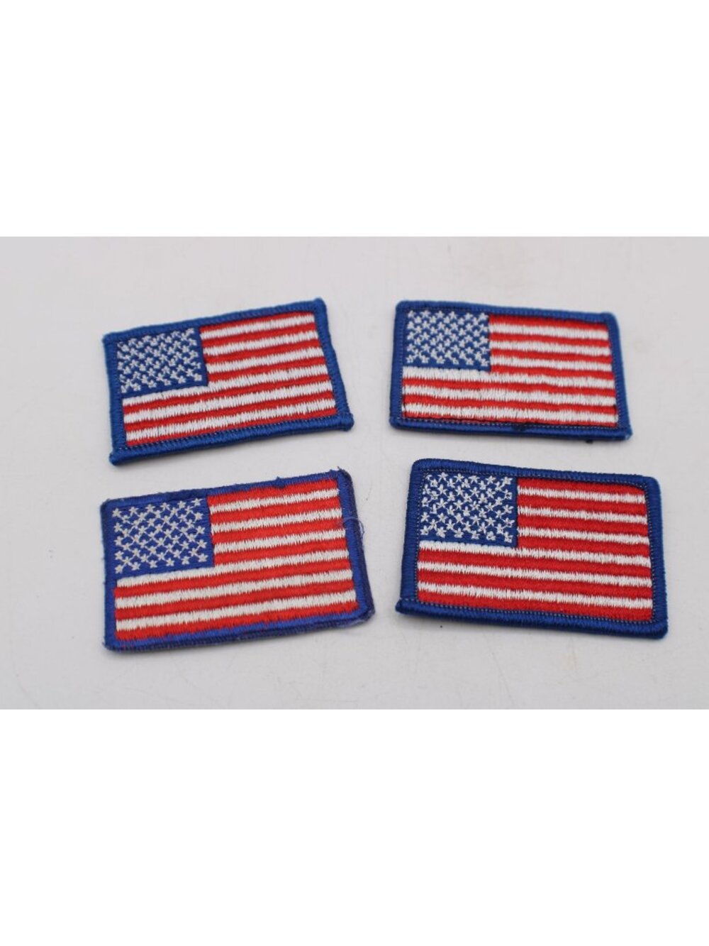 Set Of 4 American Flag Embroidered Patches Red White & Blue Rectangle Patriotic